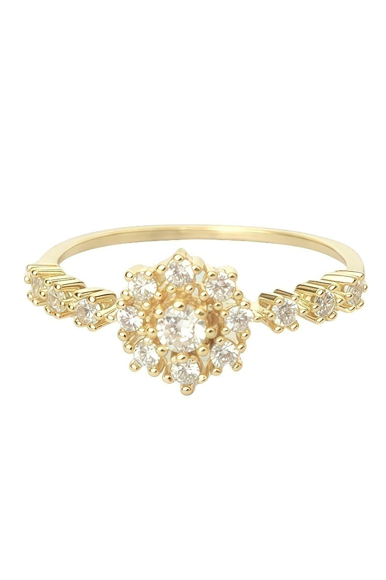 Snowflake Ring with Sparkles, 10 Thousandths of an Inch, 18k Gold